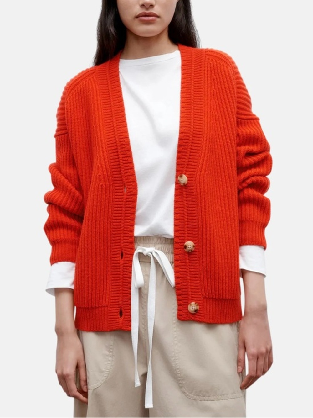 TWP Cashmere Ribbed Cardigan in Summer Tomato Size XXS